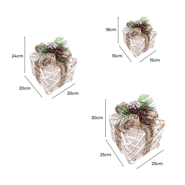 Set of 3 Rattan LED Christmas Gift Box Set of 3 Rattan LED Christmas Gift Box