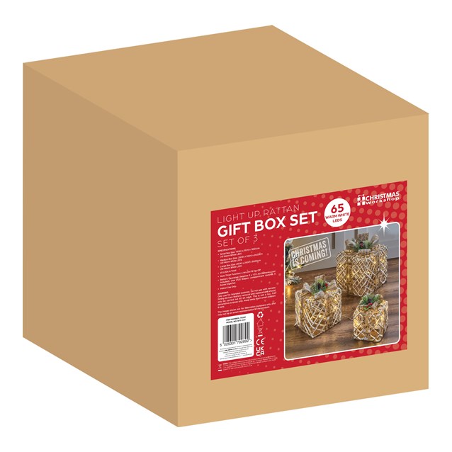 Set of 3 Rattan LED Christmas Gift Box Set of 3 Rattan LED Christmas Gift Box