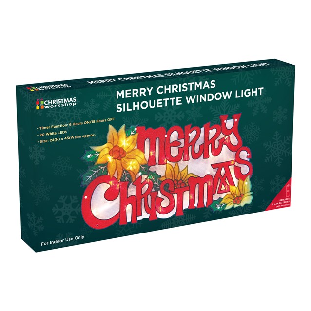 B/O Timer Merry Xmas Silhouette Window Light B/O Timer Merry Xmas Silhouette Window Light