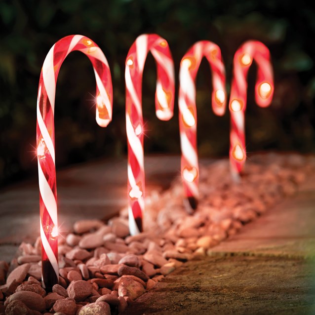 4PC 20LED Red & White Candy Cane Path Light 4PC 20LED Red & White Candy Cane Path Light