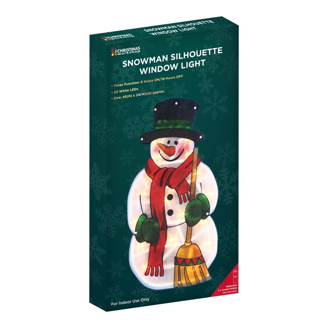 B/O Snowman Metallic Silhouette  Window Light B/O Snowman Metallic Silhouette  Window Light