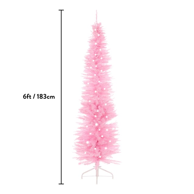6ft Pink Pre-Lit Slim Line Christmas Tree 6ft Pink Pre-Lit Slim Line Christmas Tree