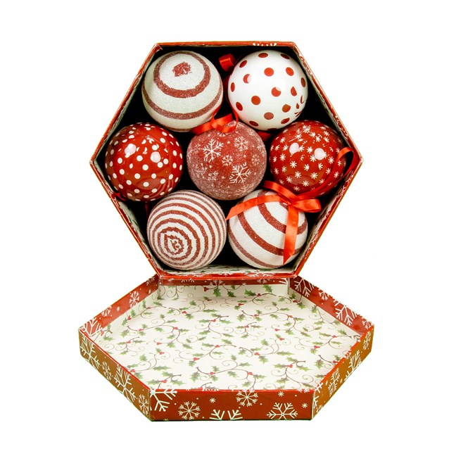 14PC Red & White Snowflake Bauble 14PC Red & White Snowflake Bauble