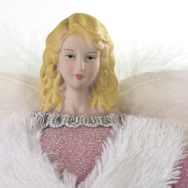 12" Pink & White Dress Tree Top Angel 12" Pink & White Dress Tree Top Angel