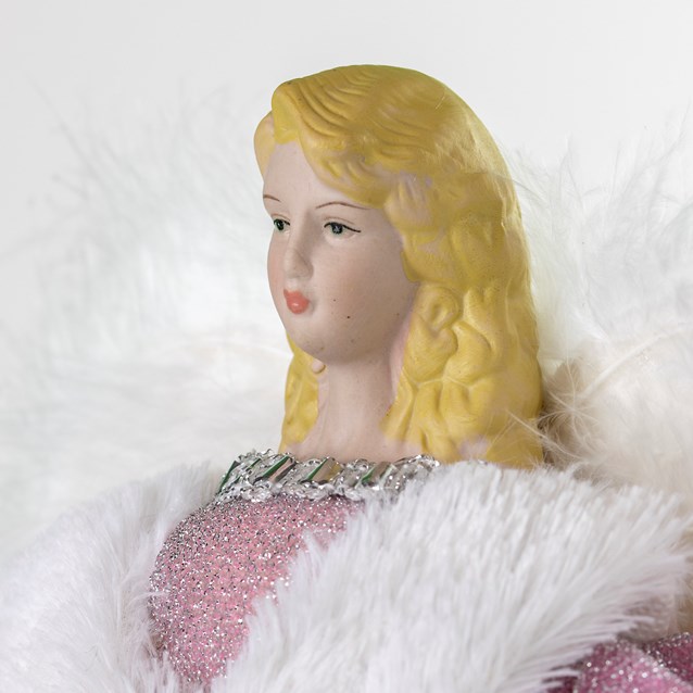 12" Pink & White Dress Tree Top Angel 12" Pink & White Dress Tree Top Angel