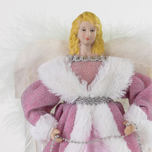 12" Pink & White Dress Tree Top Angel 12" Pink & White Dress Tree Top Angel