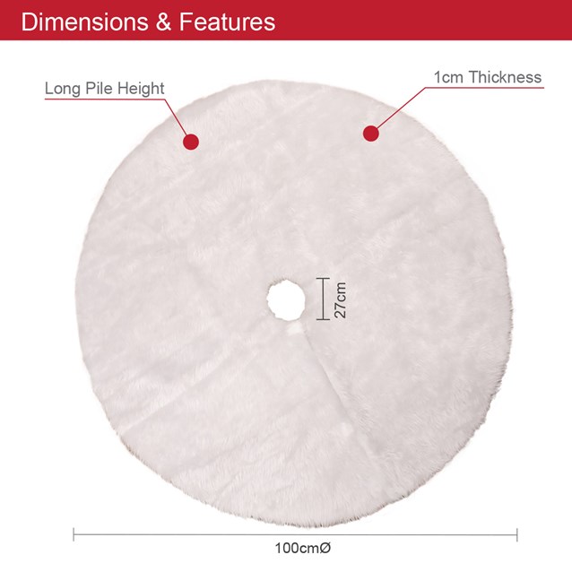 White Long Smooth Faux Fur Tree Skirt White Long Smooth Faux Fur Tree Skirt