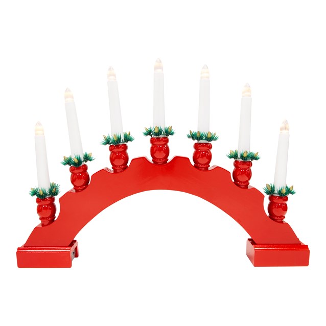 7 LED Red Arched Wooden Candle Bridge Large 7 LED Red Arched Wooden Candle Bridge Large