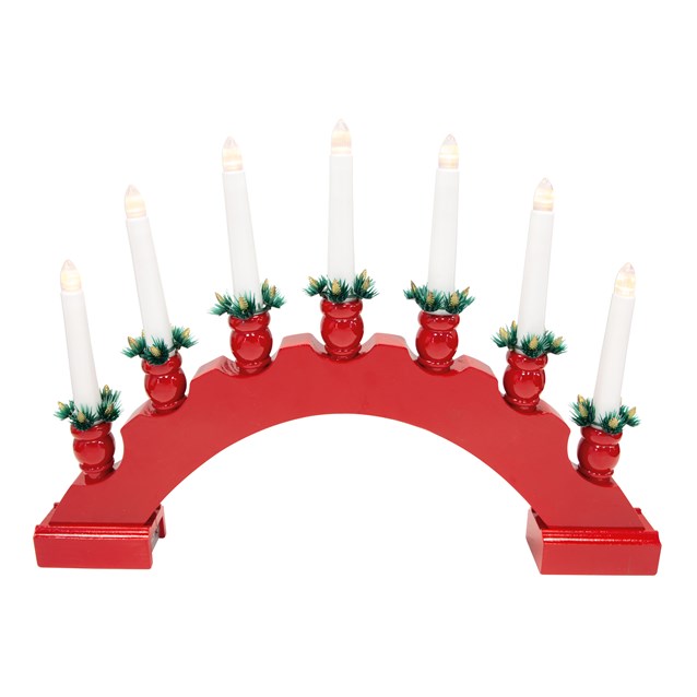 7 LED Red Arched Wooden Candle Bridge Large 7 LED Red Arched Wooden Candle Bridge Large