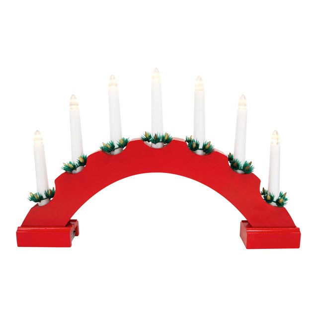 7 LED Red Arched Wooden Candle Bridge Light 7 LED Red Arched Wooden Candle Bridge Light