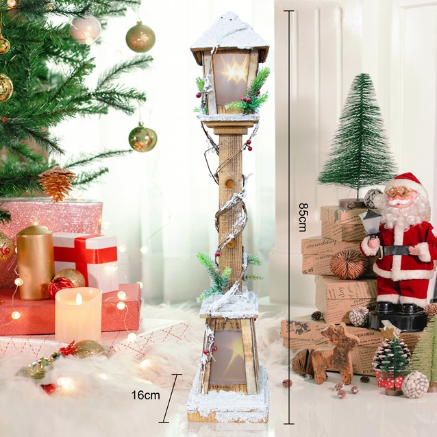 85cm LED Snow Tipped Wood Lamp Post 85cm LED Snow Tipped Wood Lamp Post