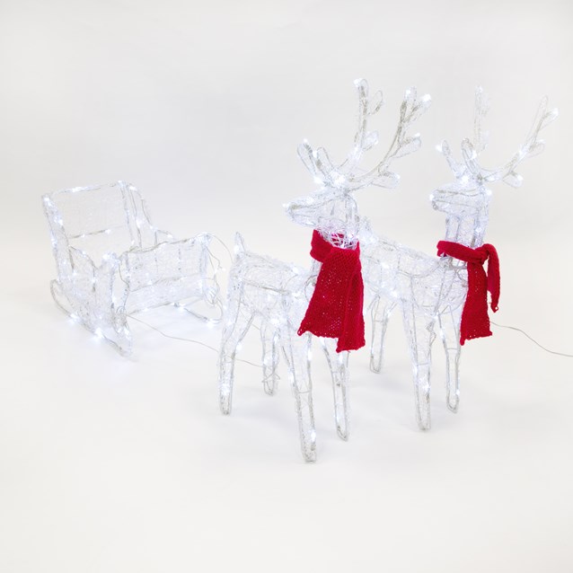 150 LED Acrylic Reindeers with Sleigh - 160cm 150 LED Acrylic Reindeers with Sleigh - 160cm