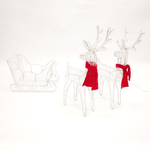 150 LED Acrylic Reindeers with Sleigh - 160cm