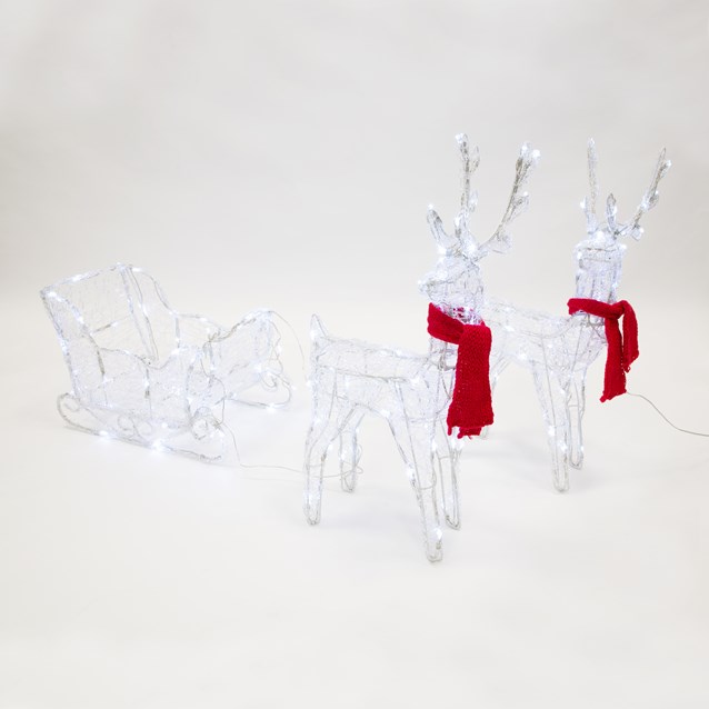 150 LED Acrylic Reindeers with Sleigh - 160cm 150 LED Acrylic Reindeers with Sleigh - 160cm