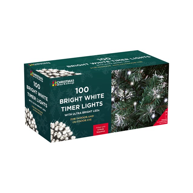 100 LED Battery Op Timer Lights - White 100 LED Battery Op Timer Lights - White