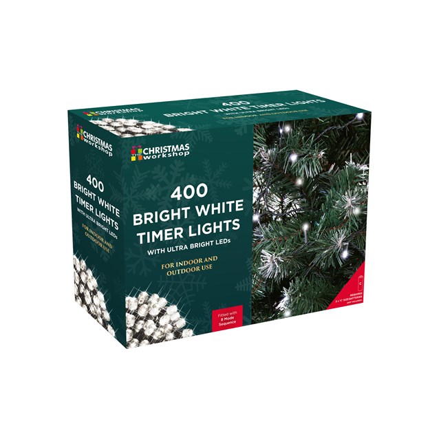 400 LED Battery Operated Timer Lights - White 400 LED Battery Operated Timer Lights - White