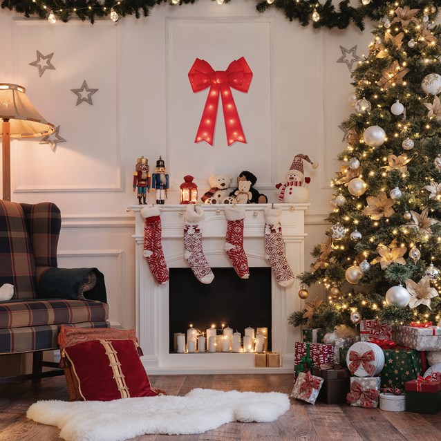 50cm Red Bow with 25 Warm White LEDs 50cm Red Bow with 25 Warm White LEDs