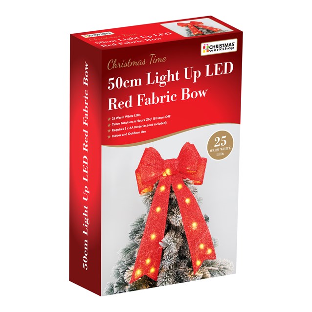50cm Red Bow with 25 Warm White LEDs 50cm Red Bow with 25 Warm White LEDs