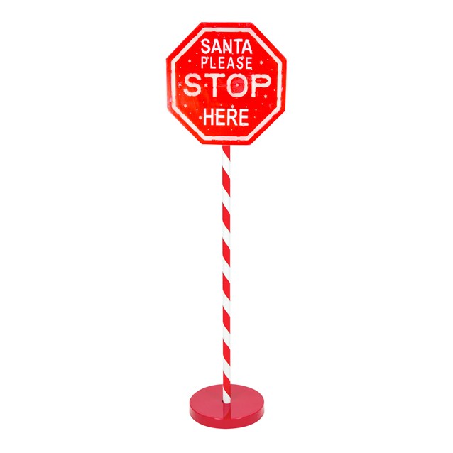 1M Light Up "Santa Please Stop Here" Sign Post 1M Light Up "Santa Please Stop Here" Sign Post