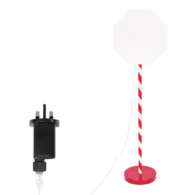1M Light Up "Santa Please Stop Here" Sign Post 1M Light Up "Santa Please Stop Here" Sign Post