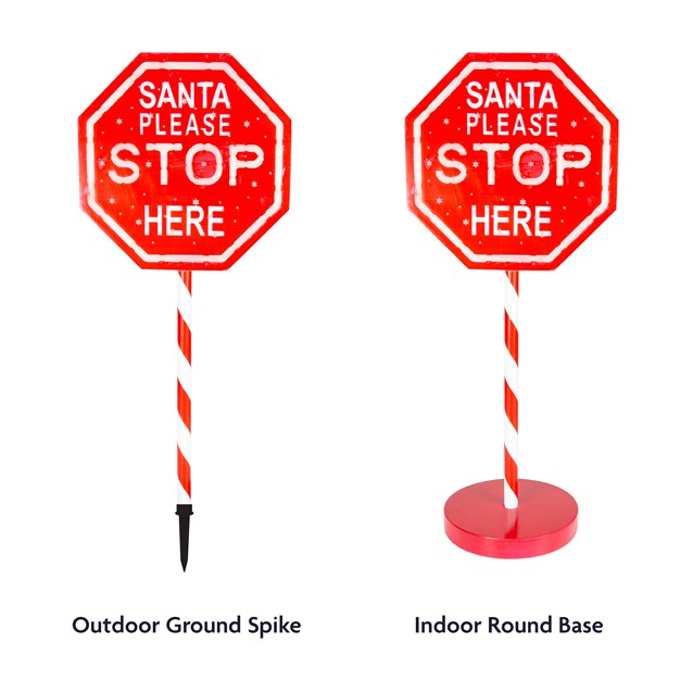 1M Light Up "Santa Please Stop Here" Sign Post 1M Light Up "Santa Please Stop Here" Sign Post