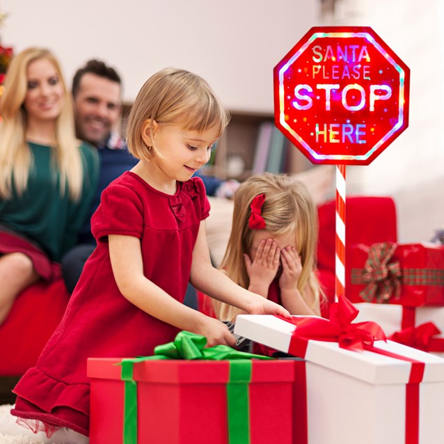 1M Light Up "Santa Please Stop Here" Sign Post 1M Light Up "Santa Please Stop Here" Sign Post