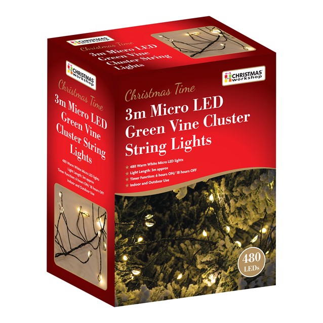 3M 480 Micro LED Green Cluster String Light - WW 3M 480 Micro LED Green Cluster String Light - WW