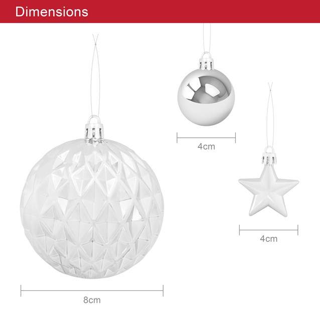 50PK Shatterproof Baubles - Silver 50PK Shatterproof Baubles - Silver