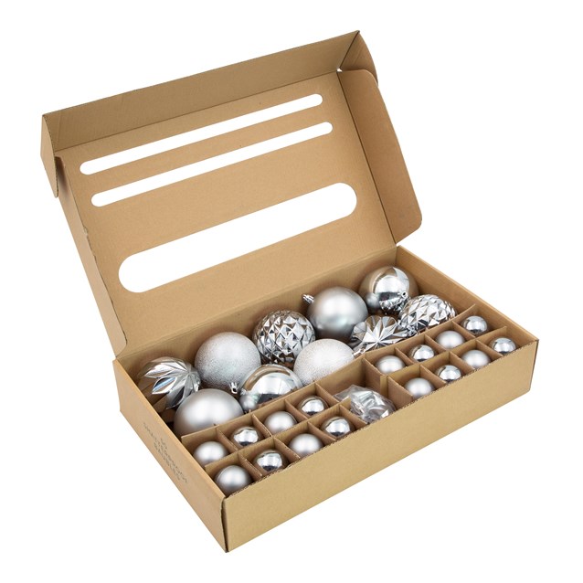 50PK Shatterproof Baubles - Silver 50PK Shatterproof Baubles - Silver