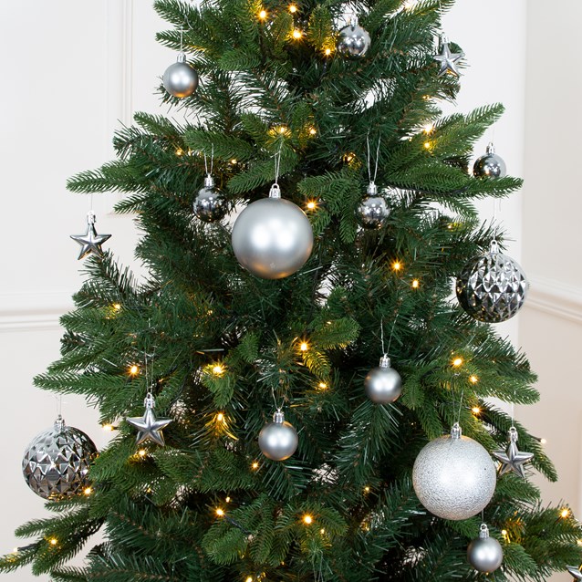 50PK Shatterproof Baubles - Silver 50PK Shatterproof Baubles - Silver