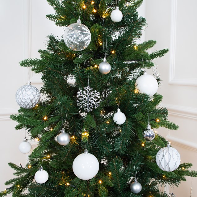 50PK Shatterproof Baubles - White 50PK Shatterproof Baubles - White