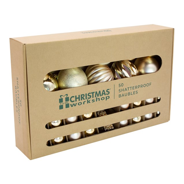50PK Shatterproof Baubles -Champagne 50PK Shatterproof Baubles -Champagne