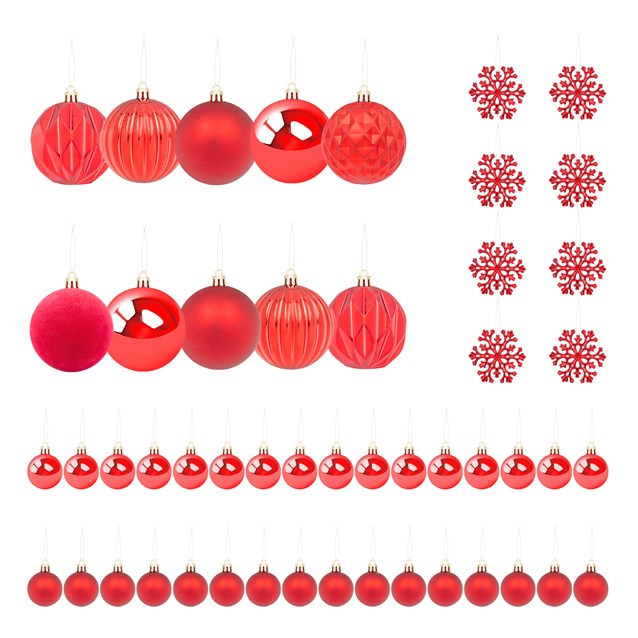 50PK Shatterproof Baubles -Red 50PK Shatterproof Baubles -Red