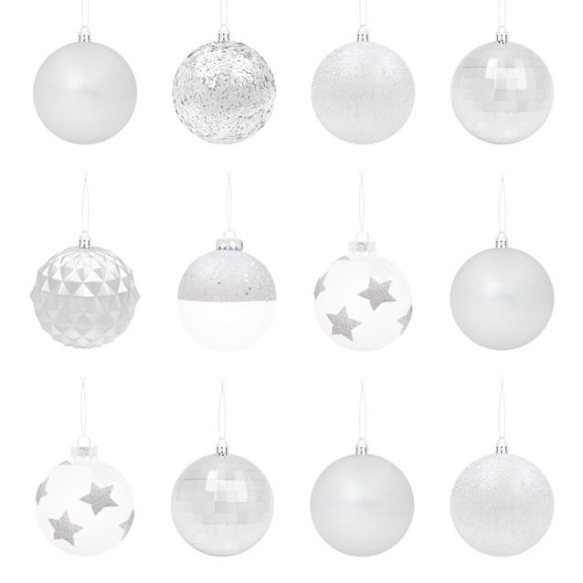 12PK Shatterproof Large Baubles Silver