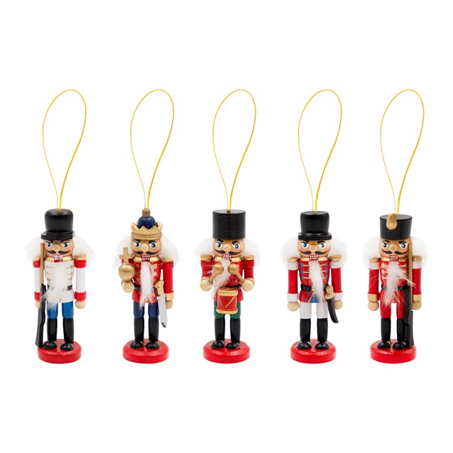 5PK Hanging Wooden Nutcrackers - Red 5PK Hanging Wooden Nutcrackers - Red