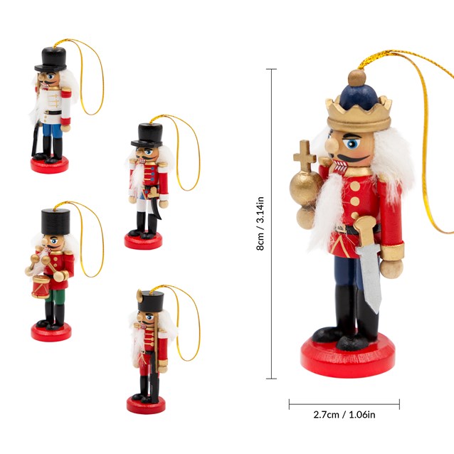 5PK Hanging Wooden Nutcrackers - Red 5PK Hanging Wooden Nutcrackers - Red