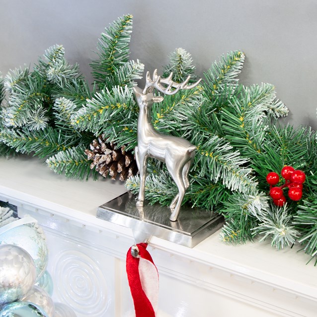 Reindeer Stocking Hanging Hook - Silver Reindeer Stocking Hanging Hook - Silver