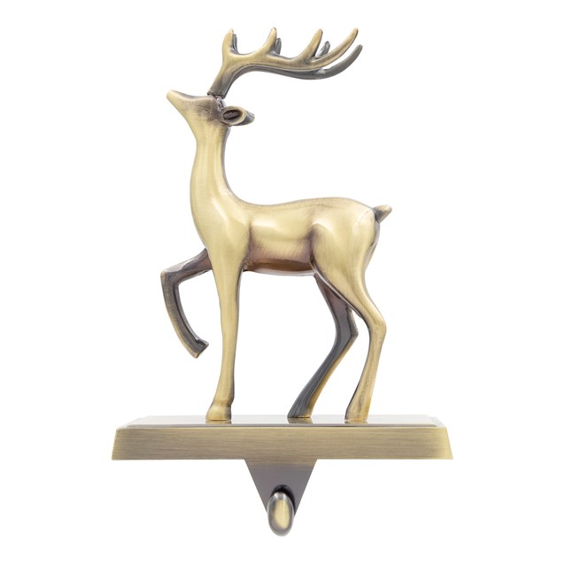 Reindeer Stocking Hanging Hook - Antique Gold Reindeer Stocking Hanging Hook - Antique Gold