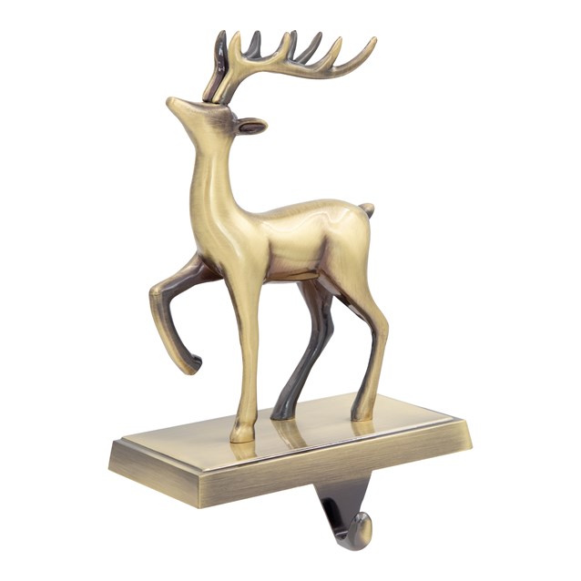 Reindeer Stocking Hanging Hook - Antique Gold Reindeer Stocking Hanging Hook - Antique Gold