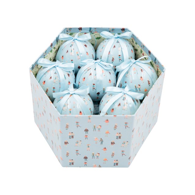 14pc Ice Blue With Sking People Baubles 14pc Ice Blue With Sking People Baubles