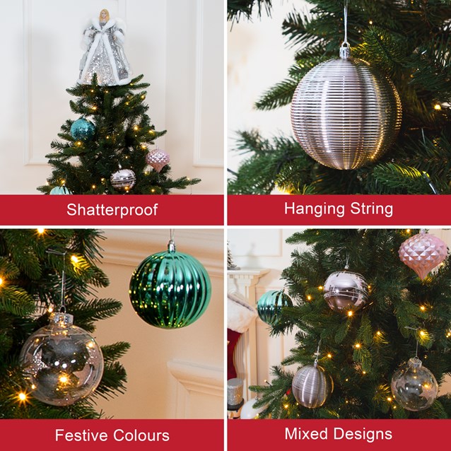 12PK Shatterproof Baubles -Multi Col 12PK Shatterproof Baubles -Multi Col