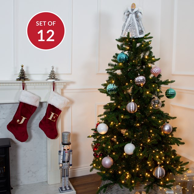 12PK Shatterproof Baubles -Multi Col 12PK Shatterproof Baubles -Multi Col