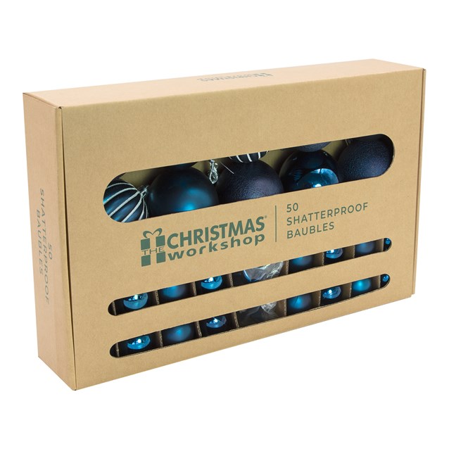 50PK Shatterproof Baubles - Navy 50PK Shatterproof Baubles - Navy