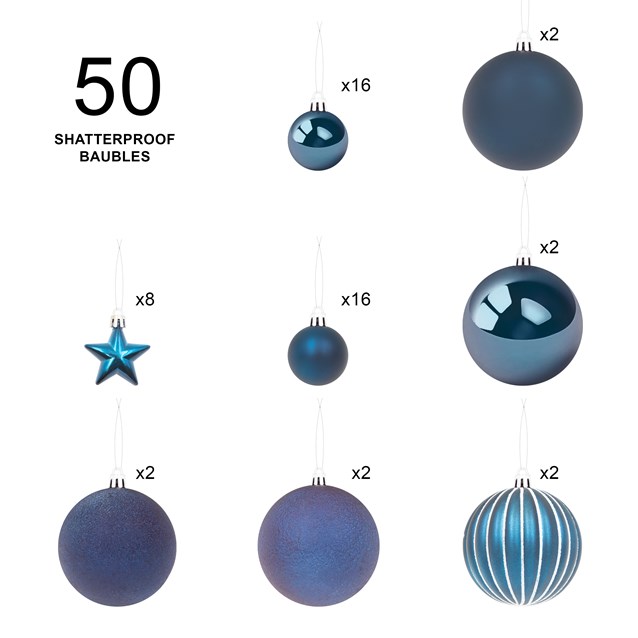 50PK Shatterproof Baubles - Navy 50PK Shatterproof Baubles - Navy