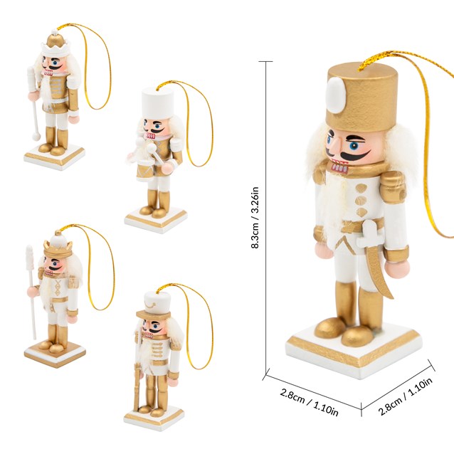 5pck Hanging Wooden Nutcrackers - Gold & White 5pck Hanging Wooden Nutcrackers - Gold & White