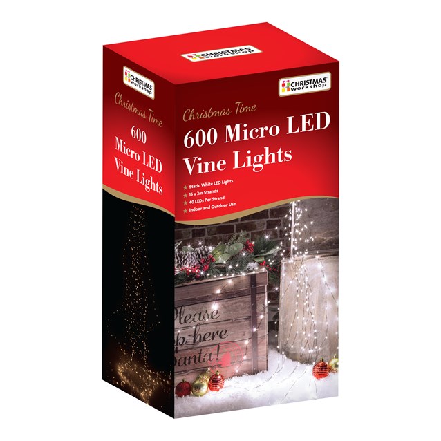 600 Micro LED Black Waterfall Vine Lights- White 600 Micro LED Black Waterfall Vine Lights- White