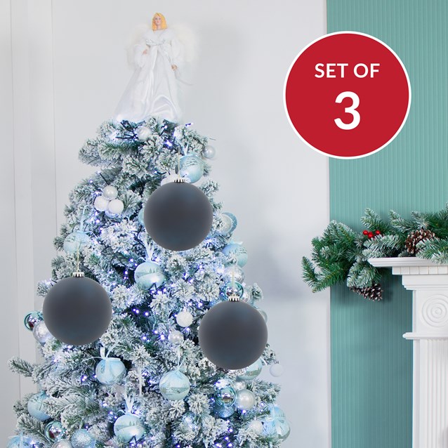 3PK 15cm Navy Blue Traditional Matt Bauble 3PK 15cm Navy Blue Traditional Matt Bauble