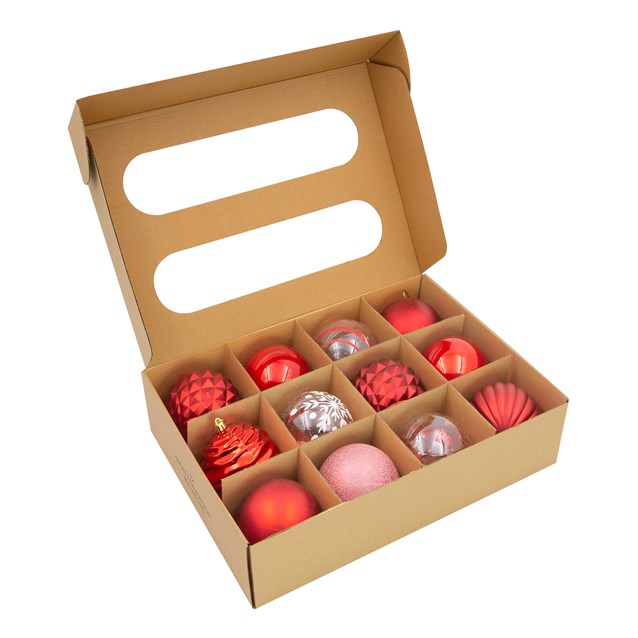 12PK Shatterproof Large Baubles -Red 12PK Shatterproof Large Baubles -Red