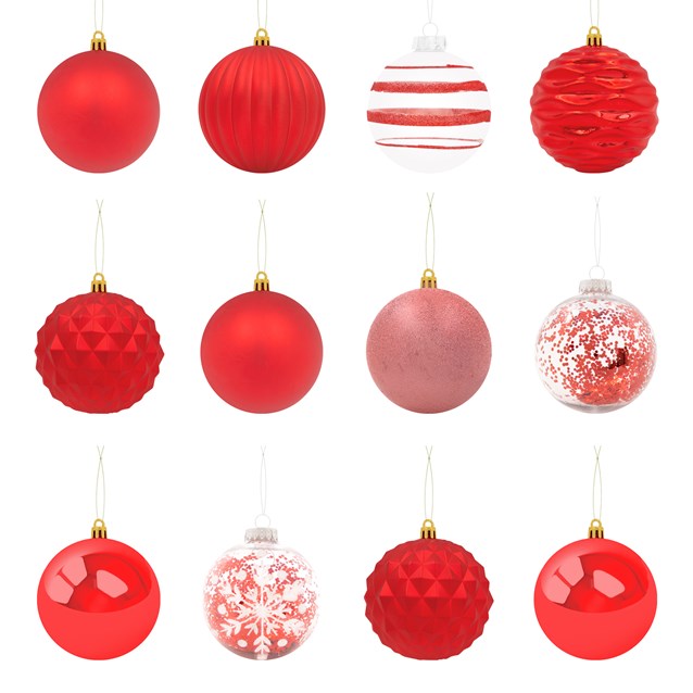 12PK Shatterproof Large Baubles -Red 12PK Shatterproof Large Baubles -Red