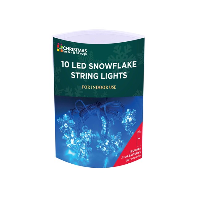 10 Blue Snowflake LED B/O Lights 10 Blue Snowflake LED B/O Lights